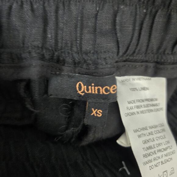 Quince Womens 100% Linen Wide Leg Pants slacks Black sz XS elastic waist - Picture 6 of 8